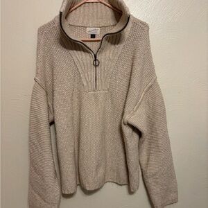 🧶 Universal Thread 1X Chunky Knit Half-Zip Sweater — Oatmeal Beige